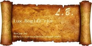 Lux Boglárka névjegykártya